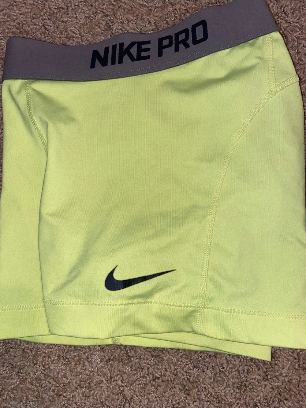 Nike Women's Neon Yellow-Green Pro Training Shorts